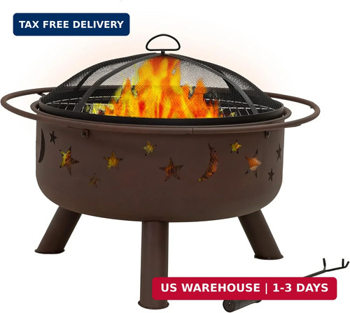 Wood burning fire pit - burning,