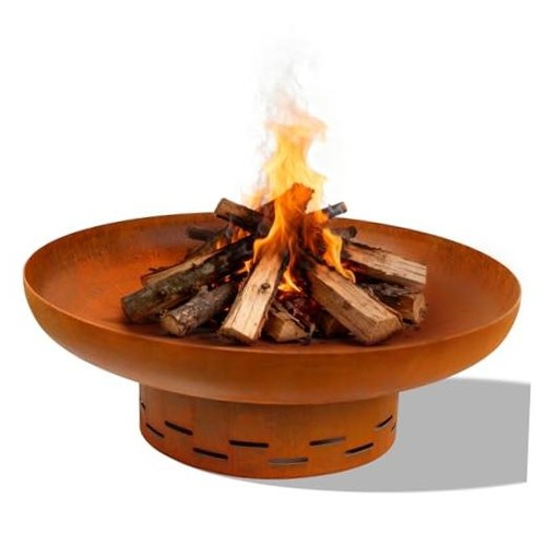 Wood burning fire pit - burning,