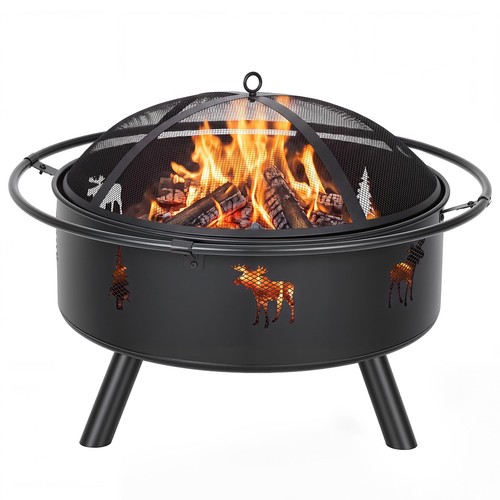 Round fire pit wood - round,