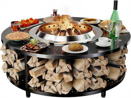 Fire pit tabletop with - fire,