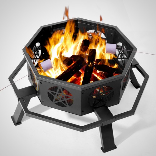 35in fire pit bbq octagon - fire,